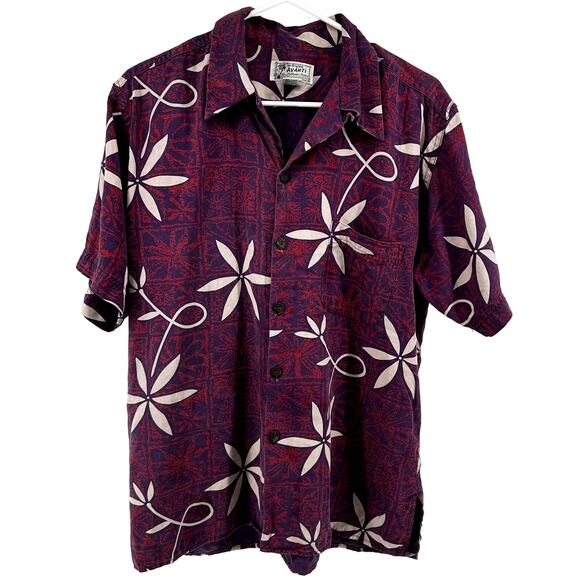 VTG Avanti Hawaiian Camp Shirt Button Down Floral Silk Surf Spooner Kahala Small - Picture 1 of 4